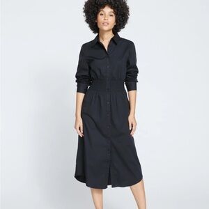 Universal Standard Hamptons Smocked Shirtdress in Black size L (22-24)